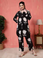 Thumbnail for Antaran Black Pure Cotton Printed Co Ord Set - Distacart