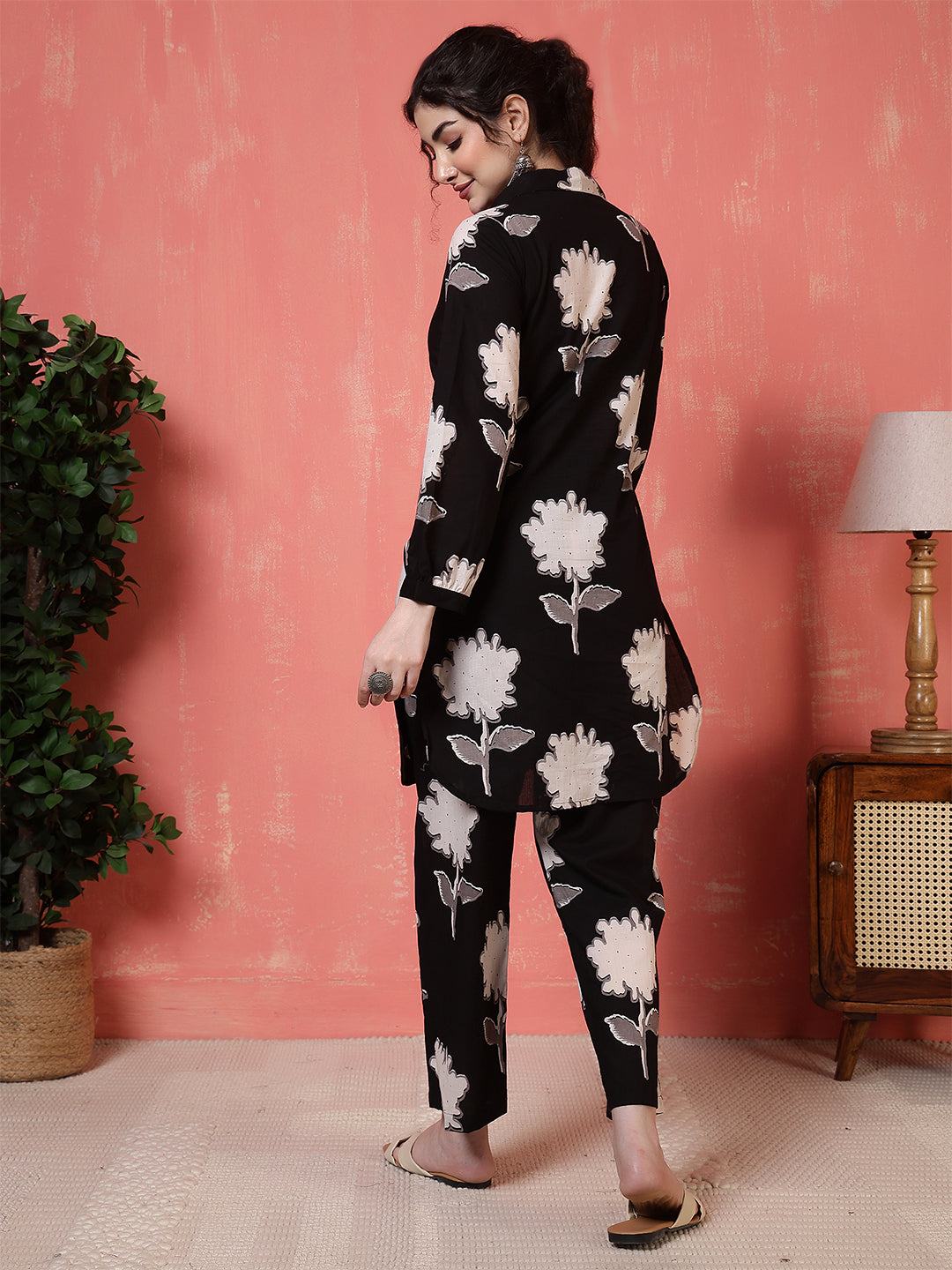 Antaran Black Pure Cotton Printed Co Ord Set - Distacart