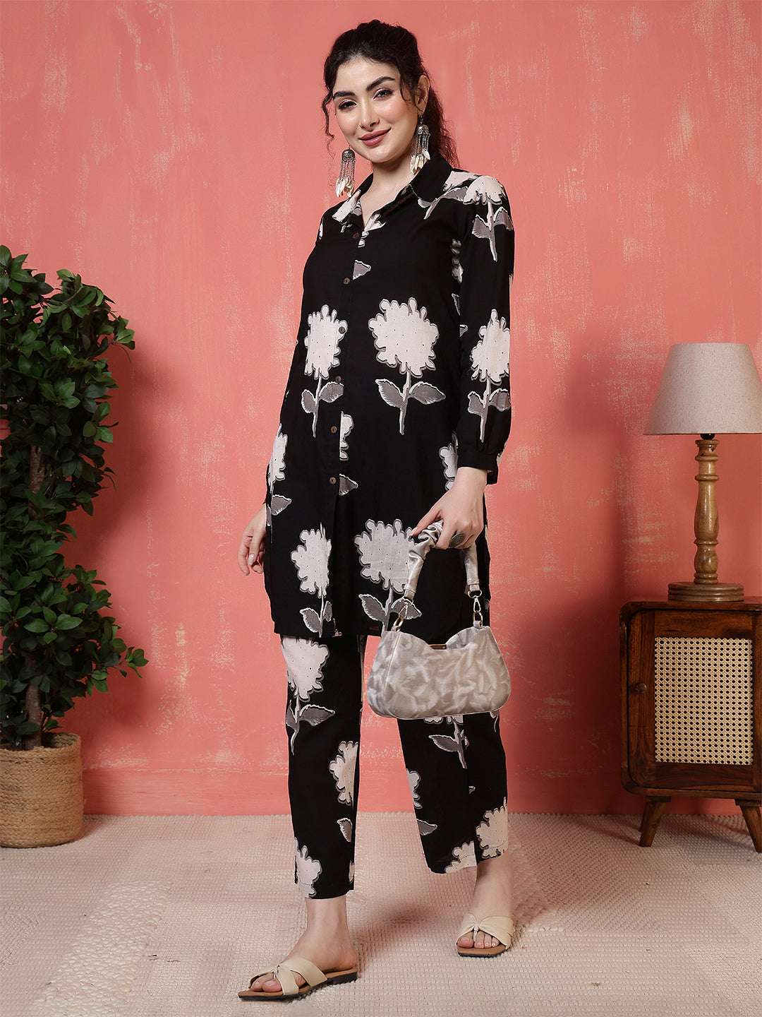 Antaran Black Pure Cotton Printed Co Ord Set - Distacart
