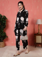 Thumbnail for Antaran Black Pure Cotton Printed Co Ord Set - Distacart