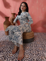 Thumbnail for Antaran Off White Pure Cotton Printed Kurta Pant Set - Distacart