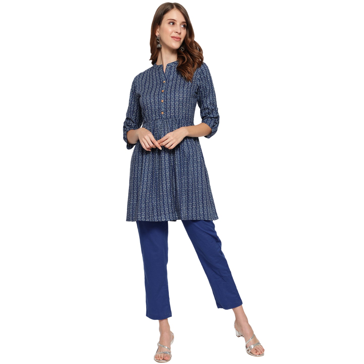 Antaran Blue Pure Cotton Printed Tunic - Distacart