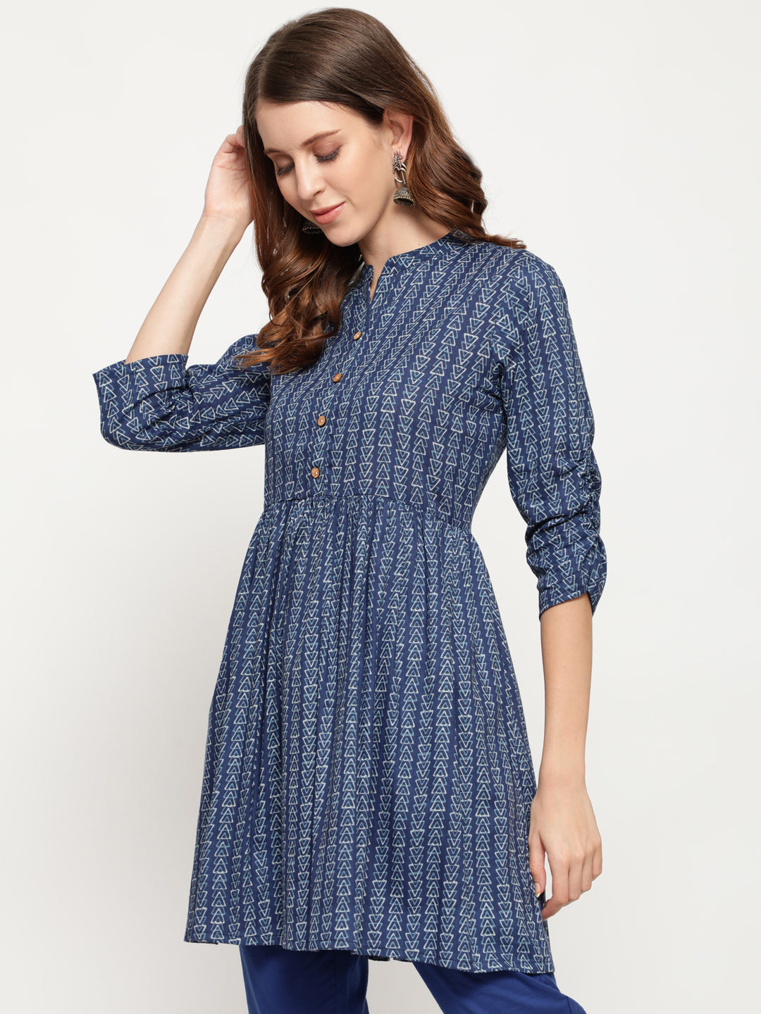 Antaran Blue Pure Cotton Printed Tunic - Distacart