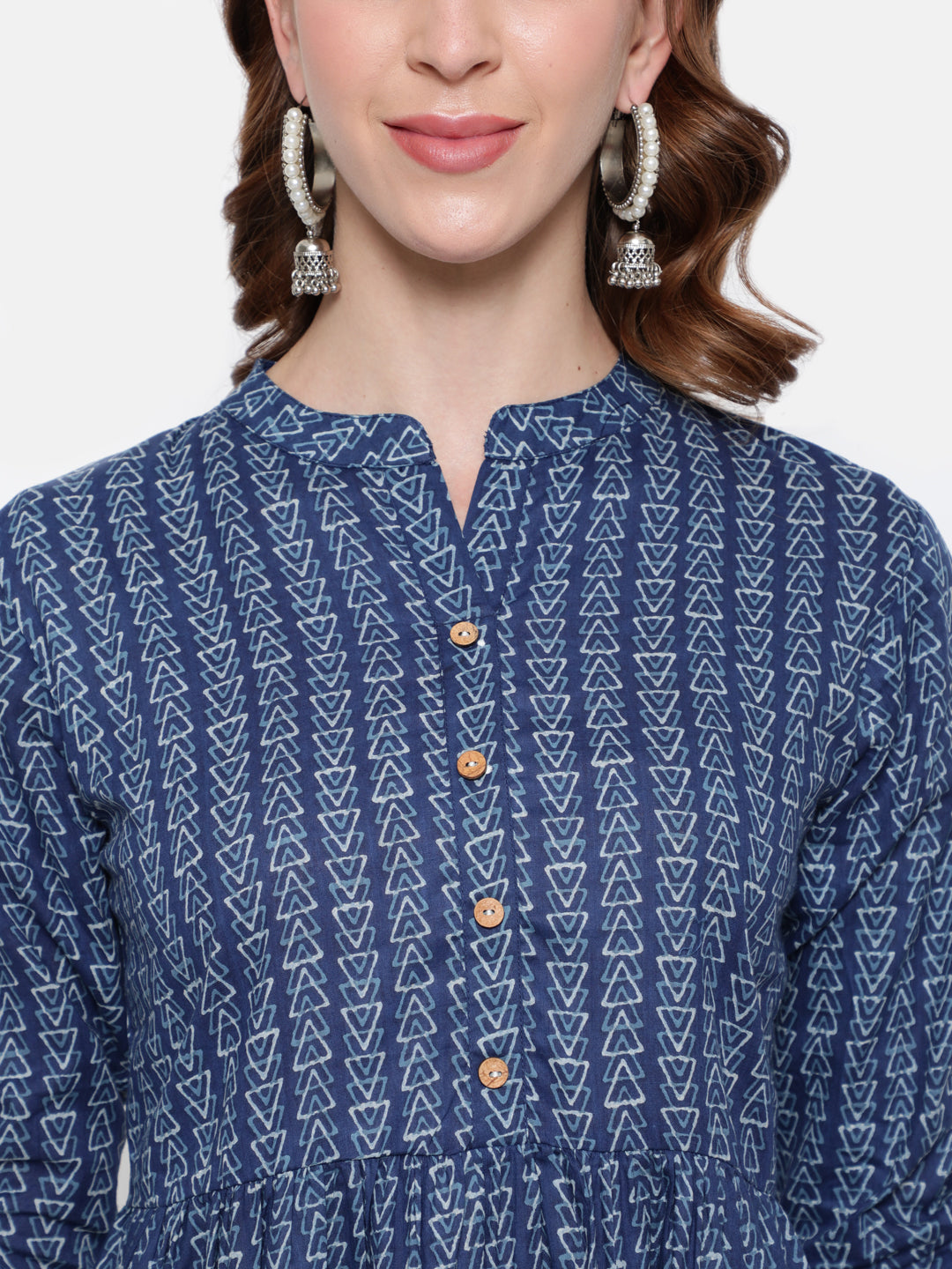 Antaran Blue Pure Cotton Printed Tunic - Distacart