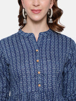 Thumbnail for Antaran Blue Pure Cotton Printed Tunic - Distacart