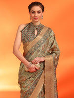 Thumbnail for NOZ2TOZ Women's Dola Silk Olive Printed Designer Saree With Blouse Piece - Distacart