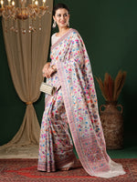 Thumbnail for NOZ2TOZ Women's Silk Cotton White Woven Design Celebrity Saree With Blouse Piece - Distacart