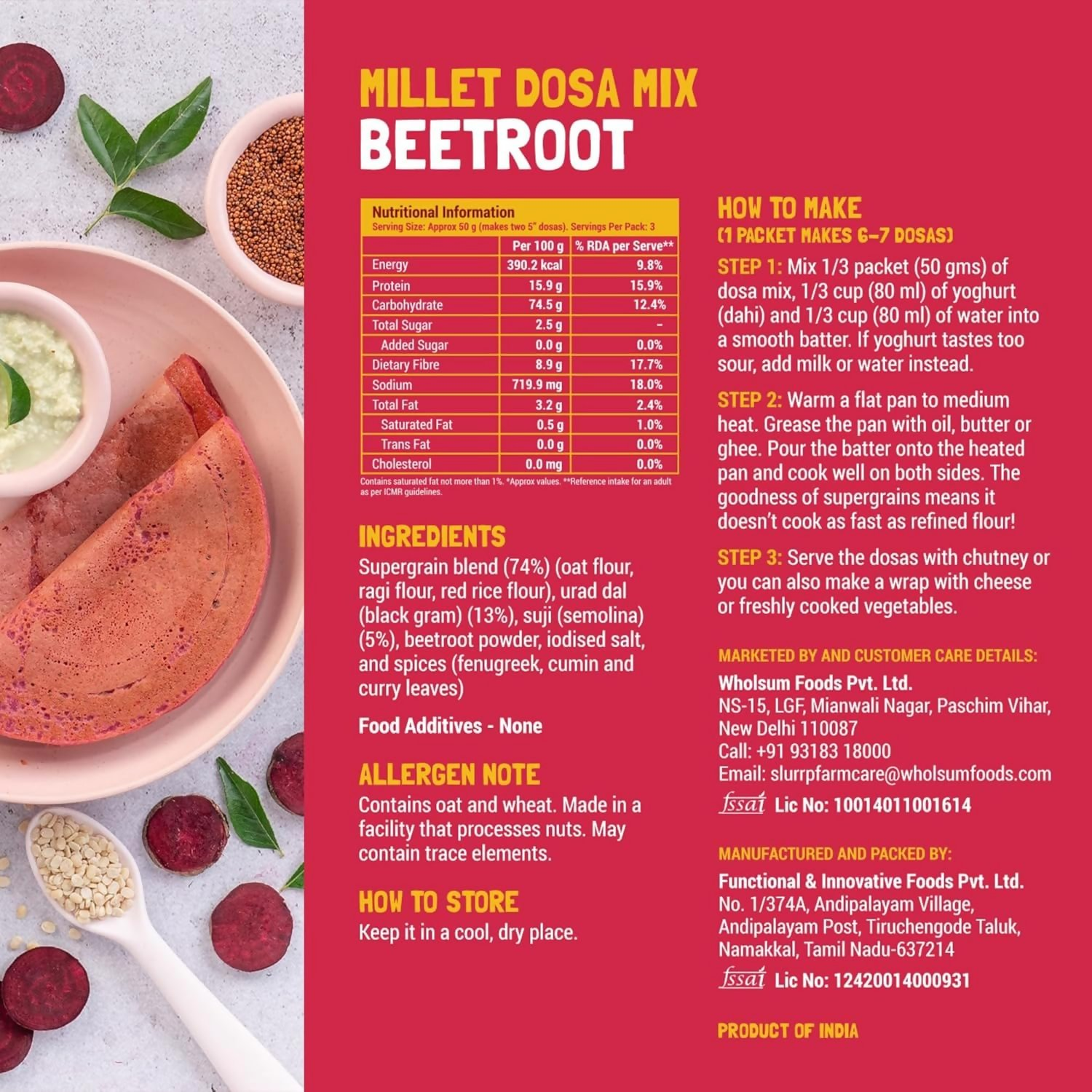 Slurrp Farm Spinach And Beetroot Millet Dosa Mix Combo