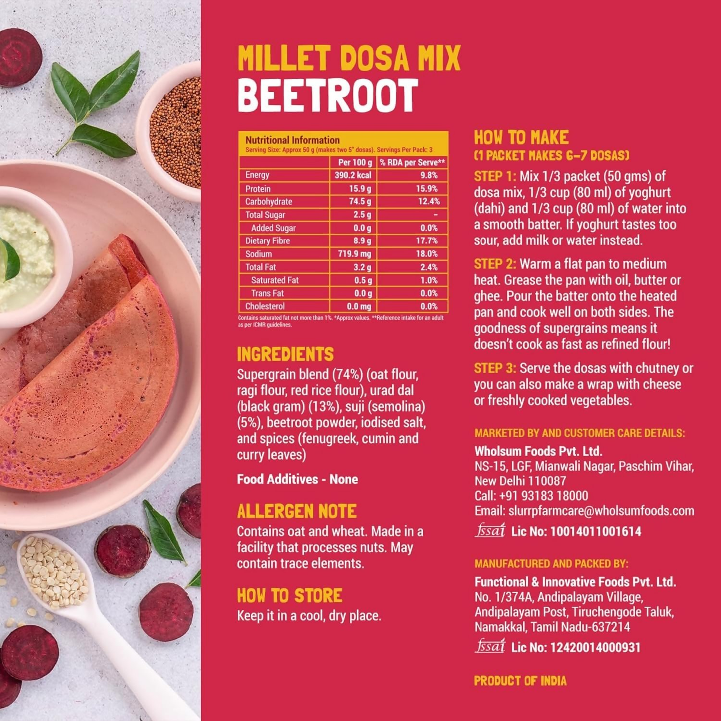 Slurrp Farm Spinach And Beetroot Millet Dosa Mix Combo - Distacart