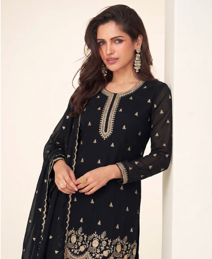 KC Bollywood Style Black Georgette Suit For Women - Dista