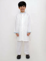Thumbnail for Lil Drama Shor-Gul White Kurta Pyjama Set For Boys
