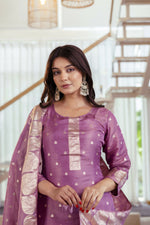 Thumbnail for The52 Women's Beautiful Jacquard Butti Work Simmer Jacquard Fabric Straight Kurta Pant and Dupatta Set - Distacart