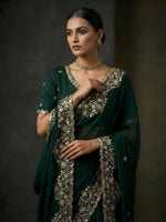 Thumbnail for Joban Fashion Green Fandy Satin Silk Party Wear Sarees - Distacart