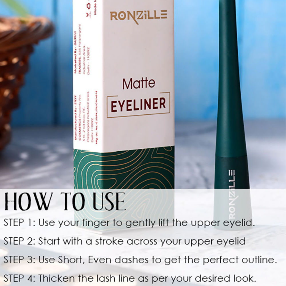 Ronzille Smudgeproof And Waterproof Liquid Matte Eyeliner - Green - Dista