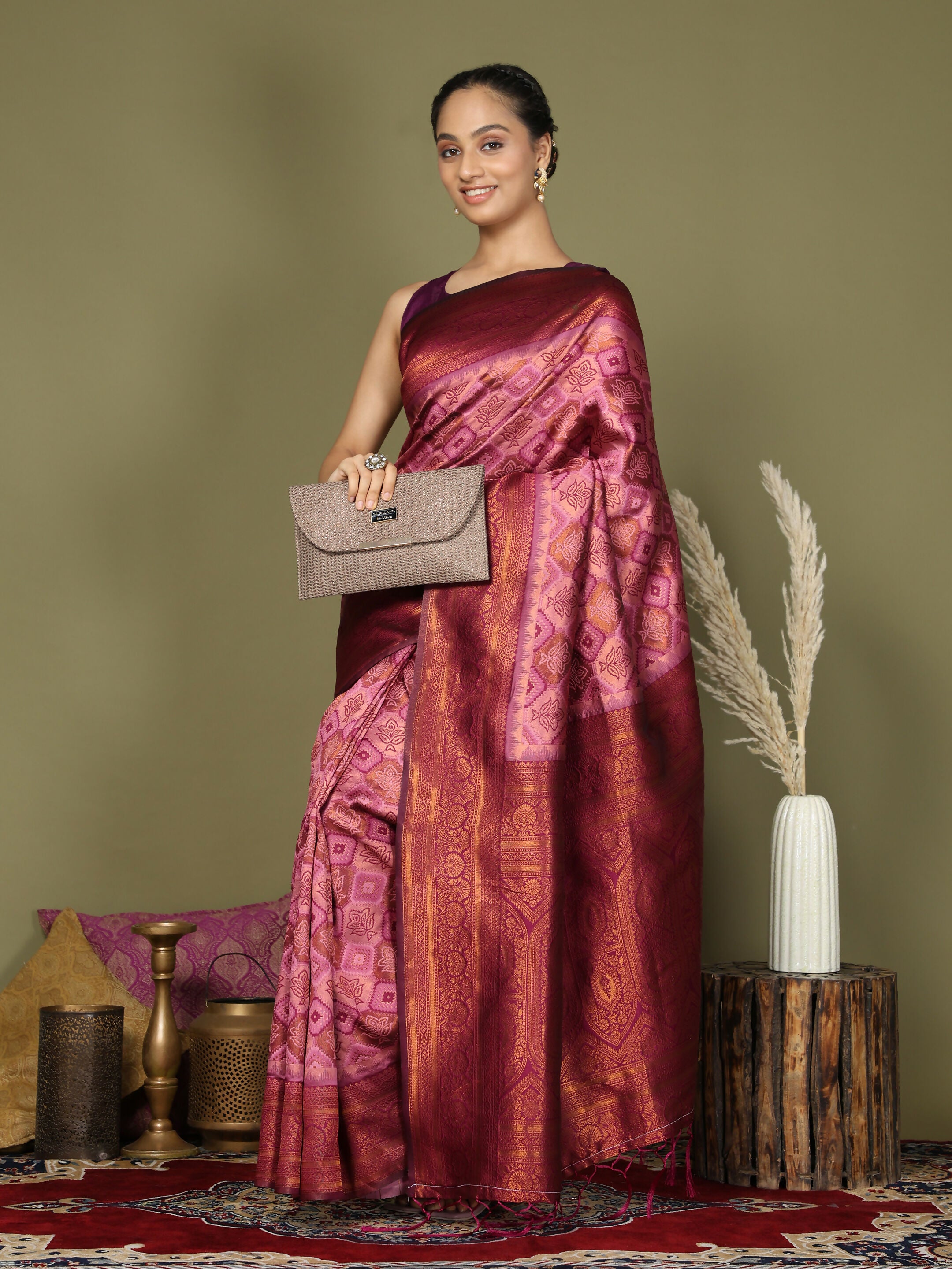 Astita Lichi Silk Light Pink Saree