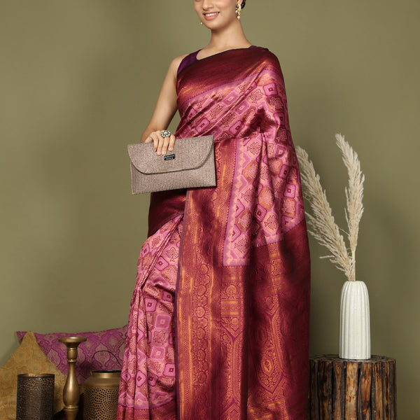 Astita Lichi Silk Light Pink Saree