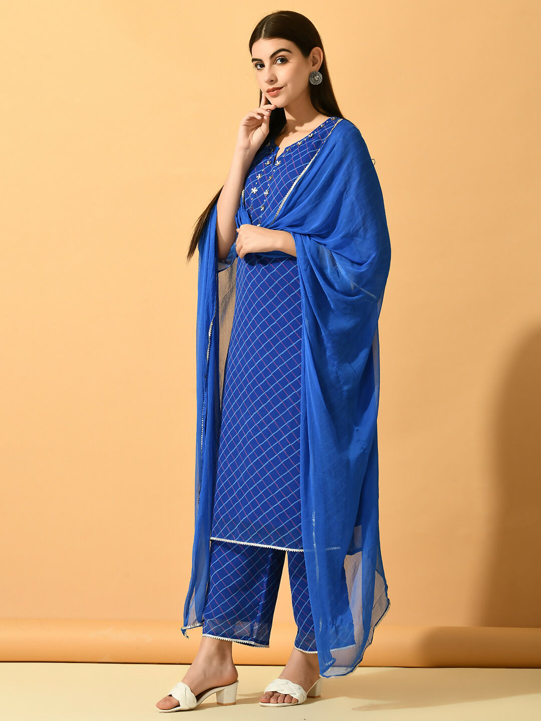 Myshka Women's Blue Embroidered Party Kurta Sets - Distacart