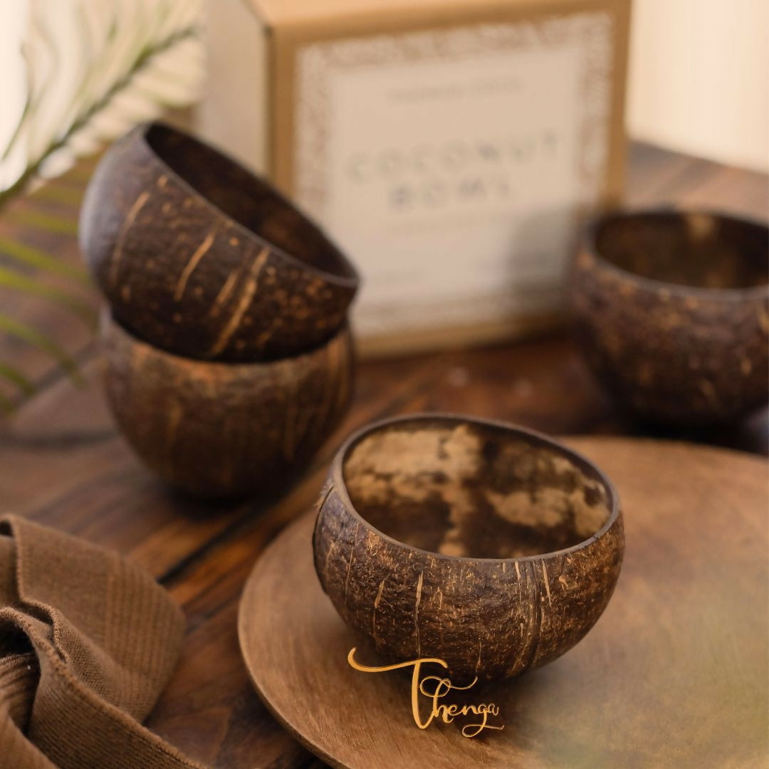 Thenga Natural Round Coconut Shell Bowl - Dista