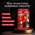 Thumbnail for Gritzo SuperMilk Athlete Iron Man (13+y Boy & Girl), 17g Protein Powder (Double Chocolate) - Distacart