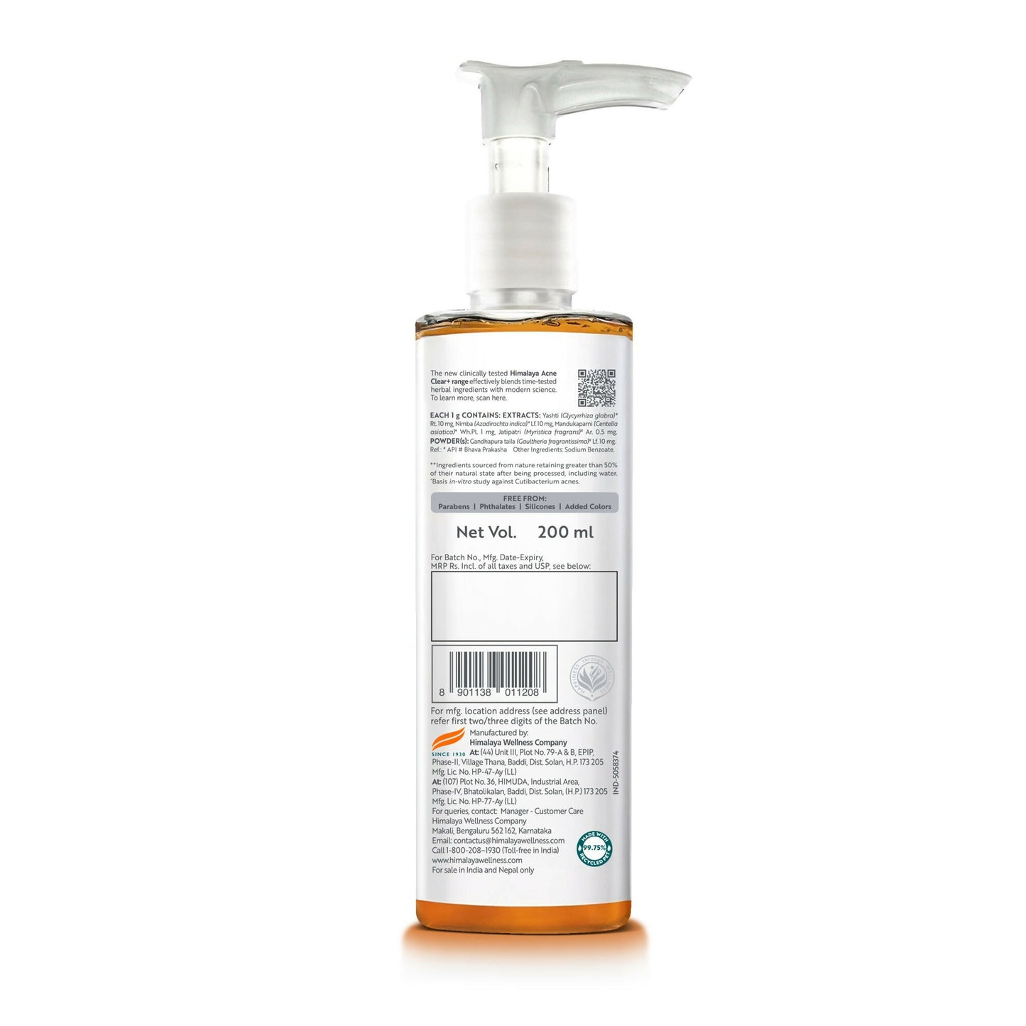 Himalaya Herbals Acne Clear+ Face Cleansing Gel - Distacart