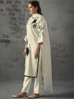 Thumbnail for Anouk Floral Embroidered Regular Chanderi Silk Straight Kurta with Trousers & Dupatta