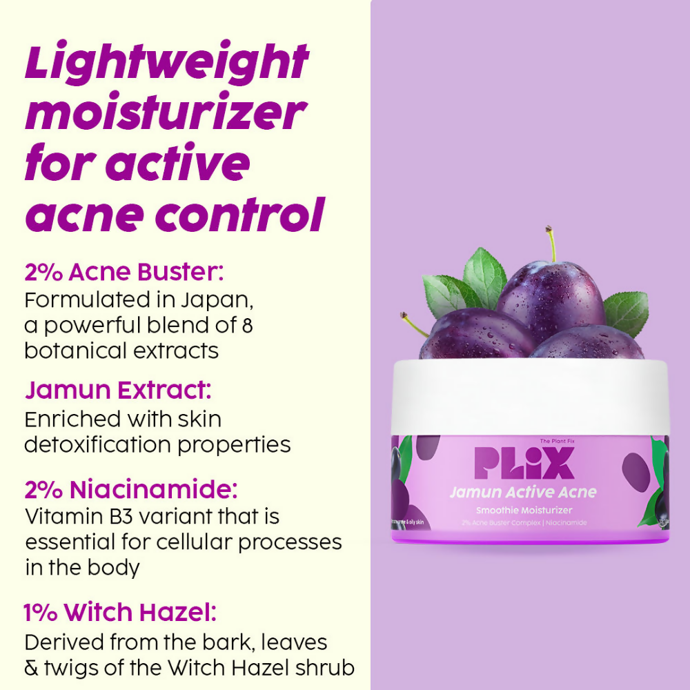 PLIX The Plant Fix Jamun Active Acne Regime With Cleanser, Body Wash & Moisturizer - Distacart