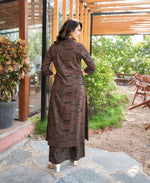 Thumbnail for Prazu Fashion Brown Reyon Cotton Print Kurti With Pant