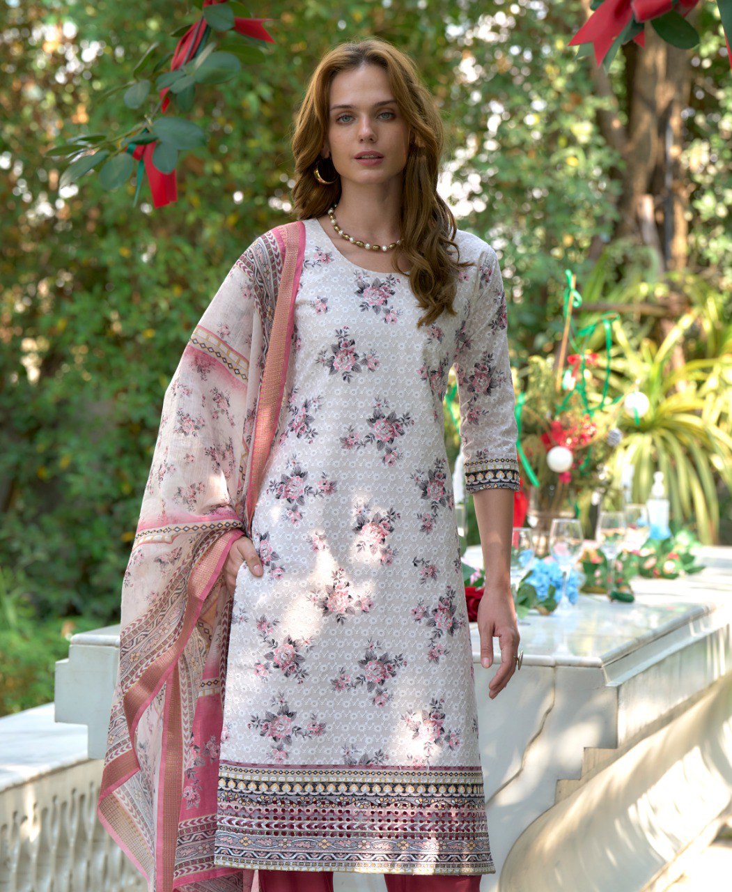 Prazu Fashion Off White Cotton Leaf Embroidered Kurta Set - Distacart