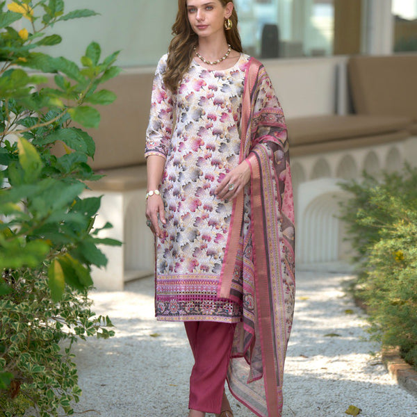 Prazu Fashion Off White Cotton Leaf Embroidered Kurta Set