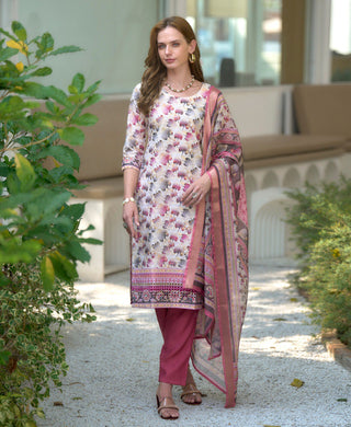 Prazu Fashion Off White Cotton Leaf Embroidered Kurta Set