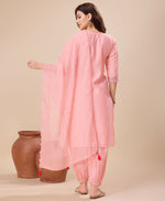 Thumbnail for Prazu Fashion Peach Viscose Silk Embroidered Kurta Set With Afghani Salwar