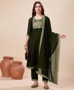 Thumbnail for Prazu Fashion Green Vichitra Silk Jacquard Salwar Suit