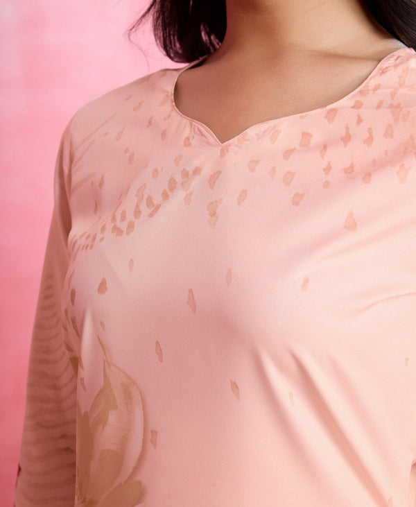 Prazu Fashion Peach Crepe Printed Designer Kurta Set