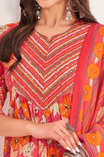 Thumbnail for Prazu Fashion Peach Cotton Foil Printed Kurta Set