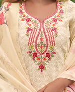 Thumbnail for Prazu Fashion Off-White Chanderi Silk Chikankari Embroidered Kurta Set