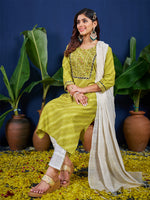 Thumbnail for Malishka Women's Parrot Rayon Embroidered Straight Kurta Pant With Dupatta - Distacart