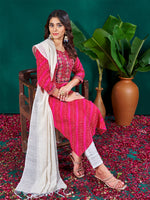Thumbnail for Malishka Women's Rani Rayon Embroidered Straight Kurta Pant With Dupatta - Distacart
