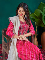 Thumbnail for Malishka Women's Rani Rayon Embroidered Straight Kurta Pant With Dupatta - Distacart