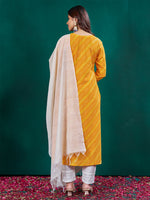 Thumbnail for Malishka Women's Yellow Rayon Embroidered Straight Kurta Pant With Dupatta - Distacart