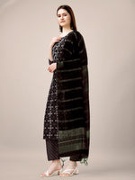 Thumbnail for Malishka Women's Black Rayon Embroidered Straight Kurta Pant With Dupatta - Distacart