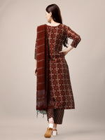 Thumbnail for Malishka Women's Maroon Rayon Embroidered Straight Kurta Pant With Dupatta - Distacart