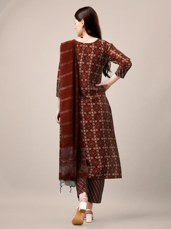 Malishka Women's Maroon Rayon Embroidered Straight Kurta Pant With Dupatta - Distacart