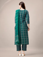 Thumbnail for Malishka Women's Rama Rayon Embroidered Straight Kurta Pant With Dupatta - Distacart