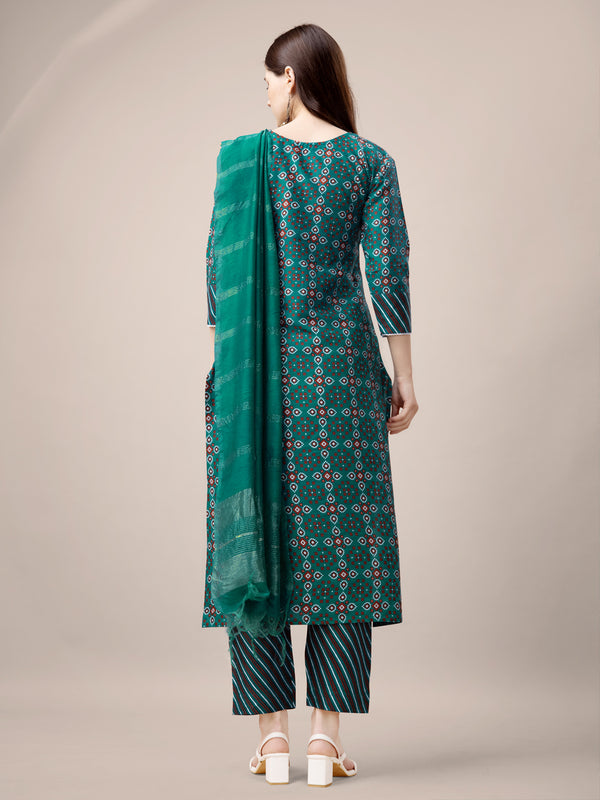 Malishka Women's Rama Rayon Embroidered Straight Kurta Pant With Dupatta - Distacart