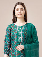 Thumbnail for Malishka Women's Rama Rayon Embroidered Straight Kurta Pant With Dupatta - Distacart