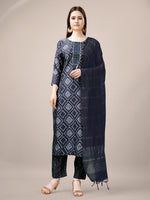 Thumbnail for Malishka Women's Grey Rayon Embroidered Straight Kurta Pant With Dupatta - Distacart