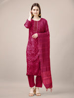 Thumbnail for Malishka Women's Pink Rayon Embroidered Straight Kurta Pant With Dupatta - Distacart