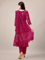 Thumbnail for Malishka Women's Pink Rayon Embroidered Straight Kurta Pant With Dupatta - Distacart