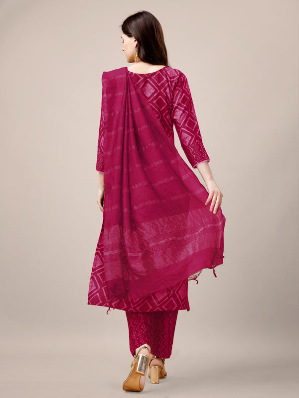 Malishka Women's Pink Rayon Embroidered Straight Kurta Pant With Dupatta - Distacart