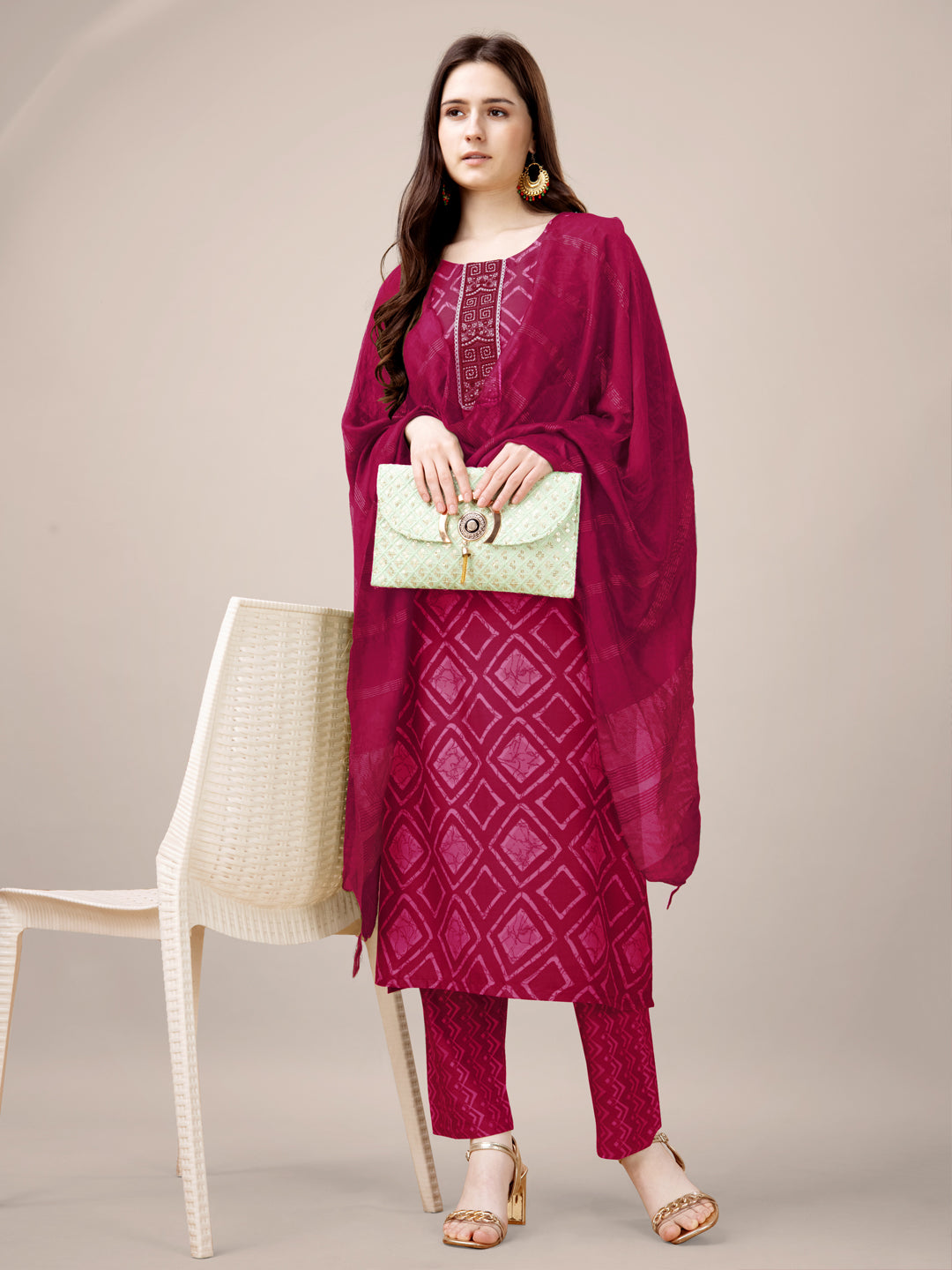 Malishka Women's Pink Rayon Embroidered Straight Kurta Pant With Dupatta - Distacart